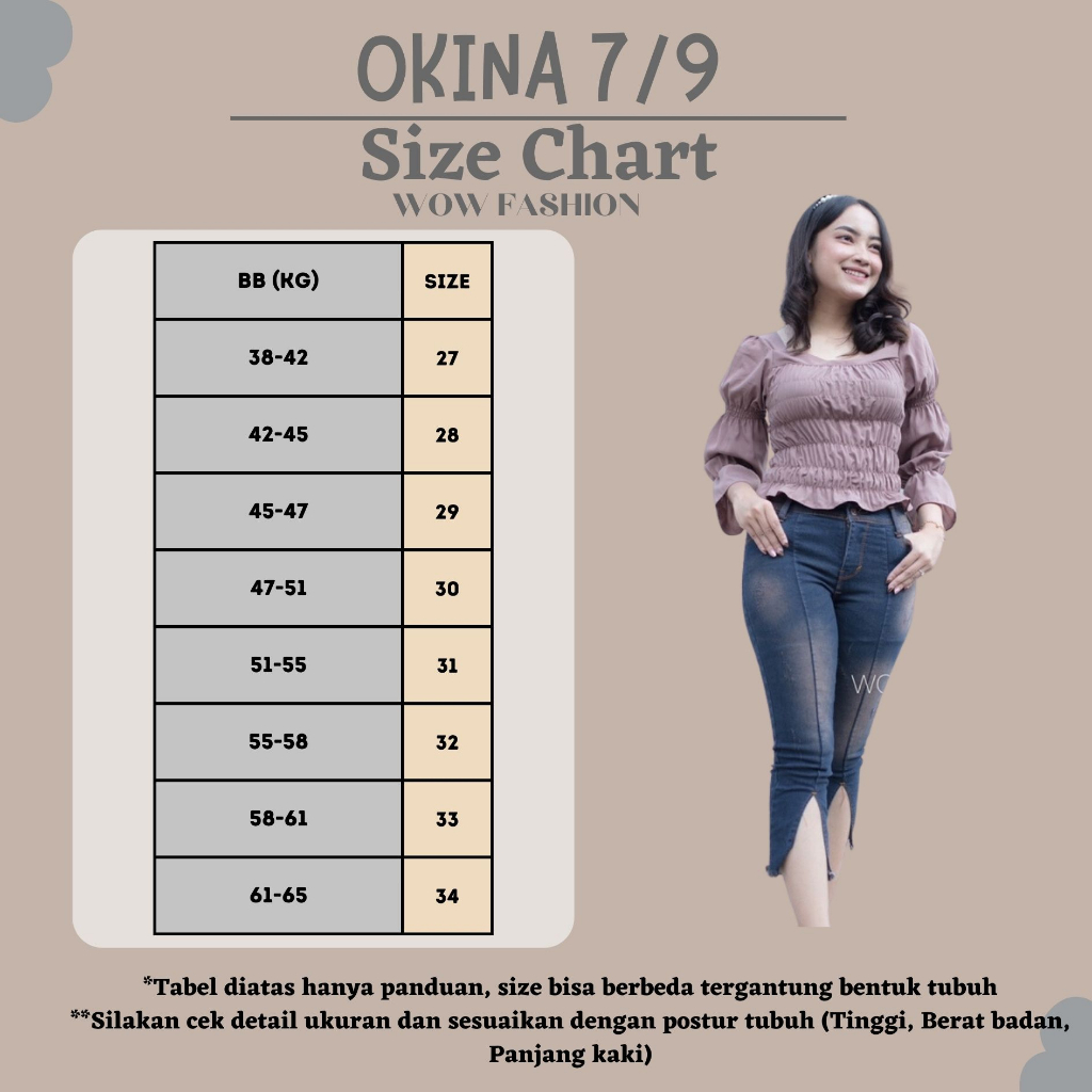 WOW-Okina Celana Jeans Wanita 7/9//Celana Belah// Celana Jeans Wanita