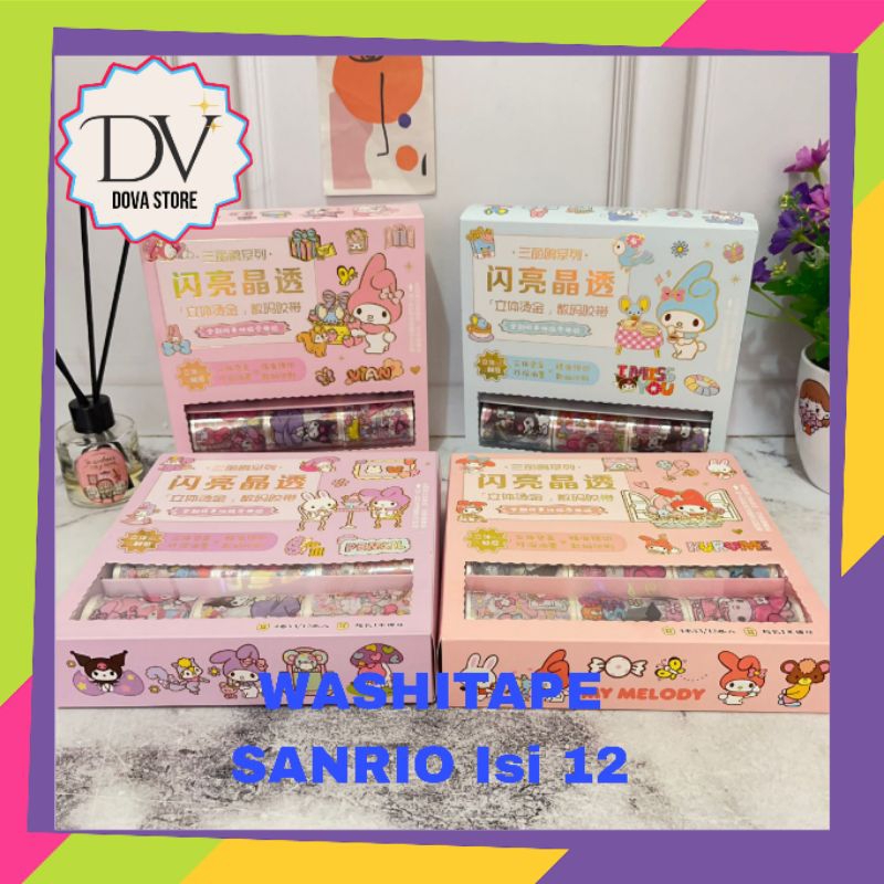 

WASHITAPE ISI 12 ROLL STICKER WASHITAPE SANRIO CHF KARAKTER LUCU