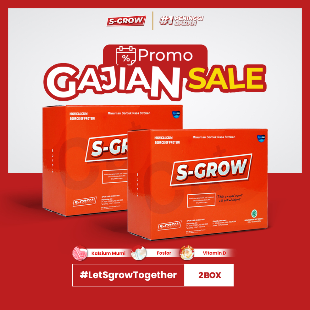 

S GROW MINUMAN KALSIUM TINGGI || S GROW PENINGGI BADAN (PAKET SEHAT 2 BOX)