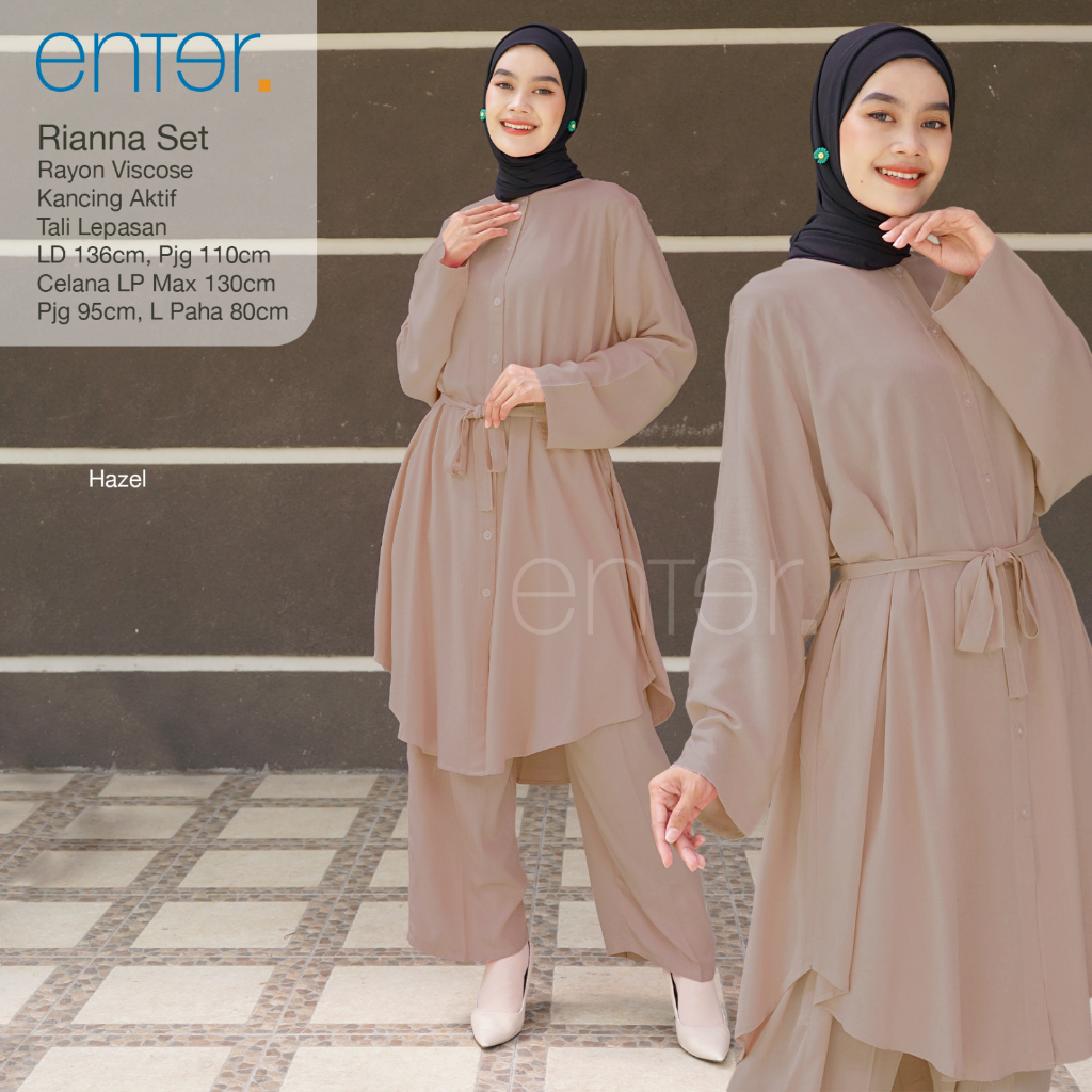 Riana One Set Setelan Wanita Muslim Rayon Viscouse Original Produk By Enter