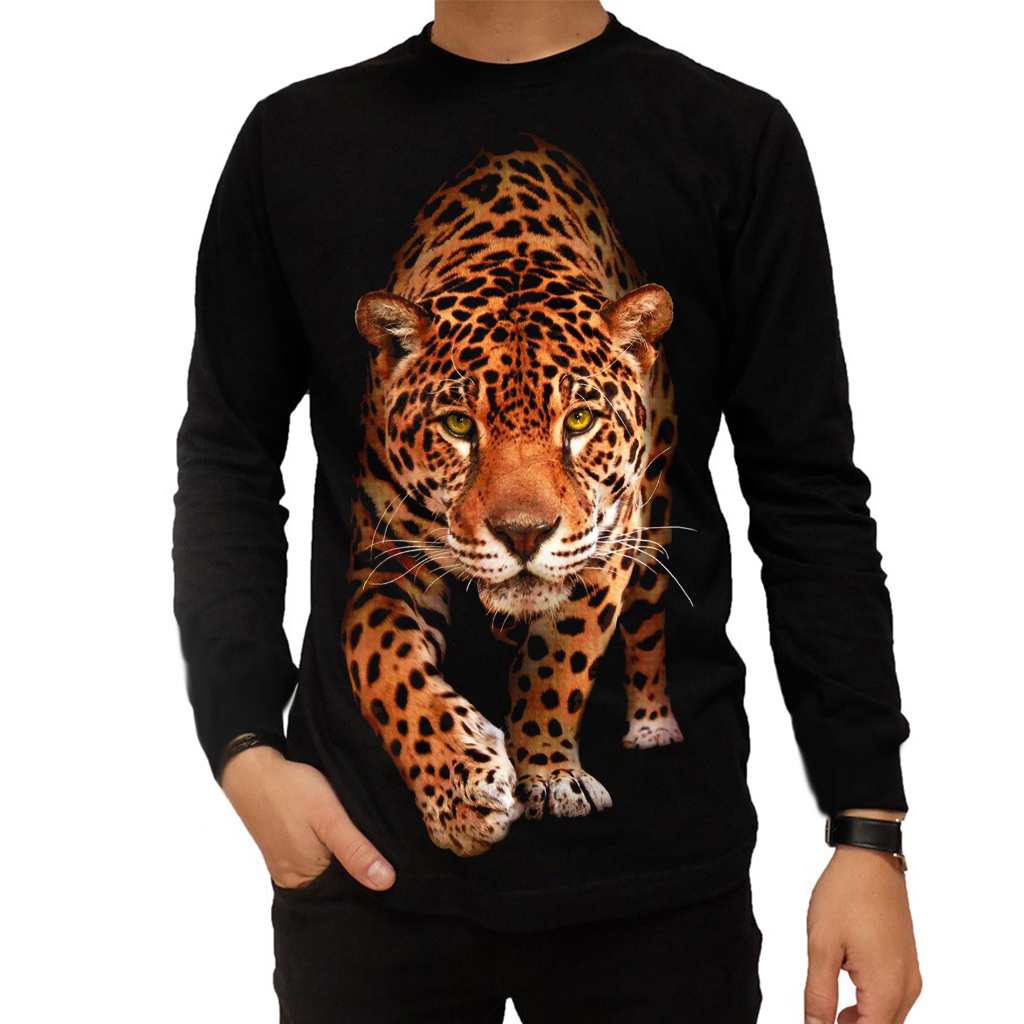 Baju Kaos Lengan Panjang Pria Distro Gambar Macan Leopard Kaos Tangan Panjang Pria Dewasa Keren Terb