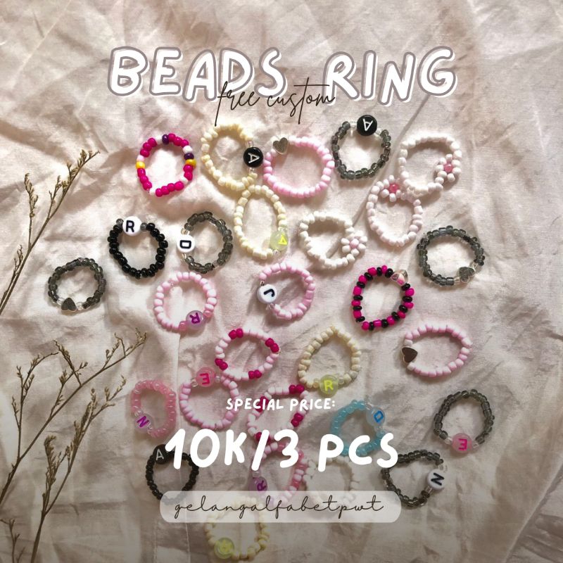 Beads Ring / Cincin Manik / Cincin Huruf / Cincin Alfabet