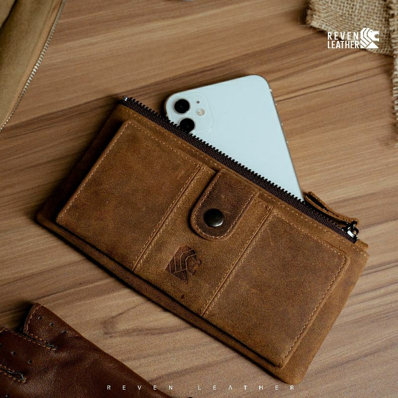 REVEN LEATHER- Dompet pria panjang kulit premium muat hp REVEN BILFOLD, Dompet pria panjang muat hp 