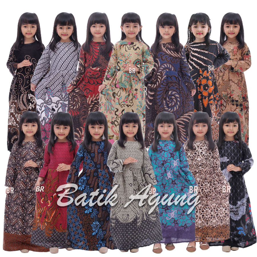 Pakaian Batik Anak Muslim Modern / Baju Gamis Batik Muslim Anak Terbaru / Batik Anak Perempuan Murah