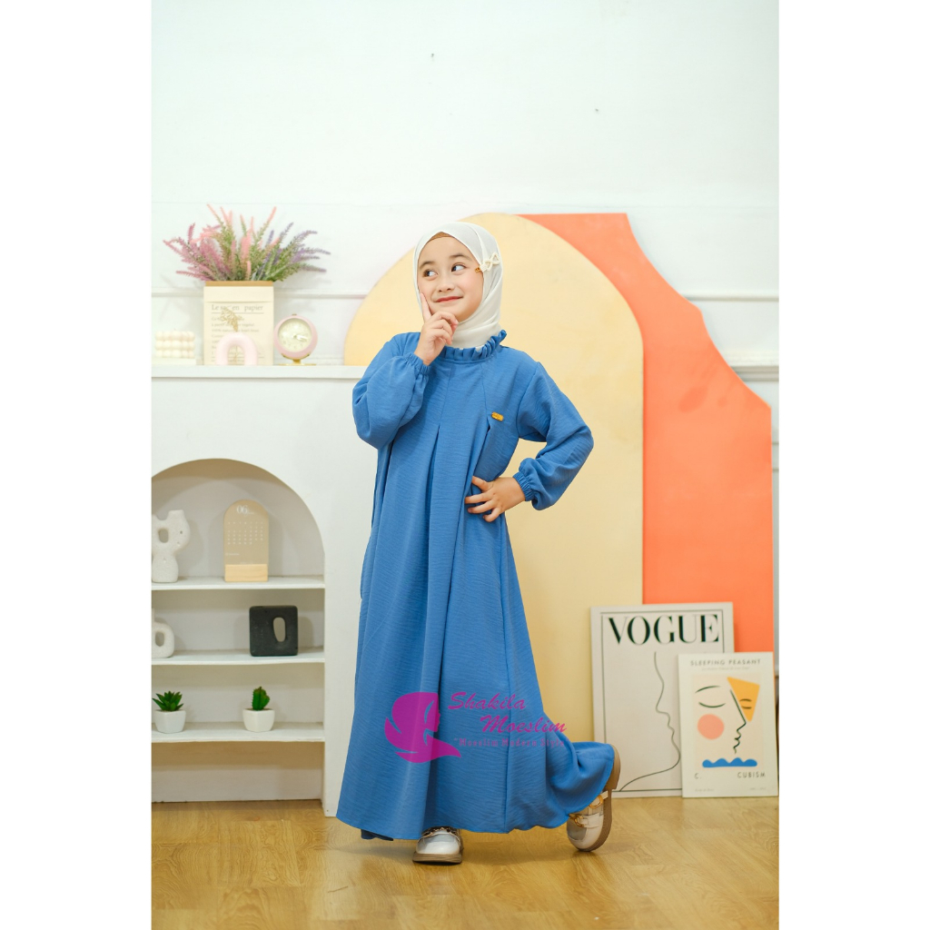 Gamis Crinkle Anak Terbaru Usia 3-10 Tahun / Midi Dress Cinkle Anak Gamis Viral Kekinian Modern Terbaru 2023