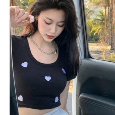 Kaos Crop Top Wanita Crop Tee I CROP TOP ONECK jersey | BAJU KAOS TUMBLR CROP TEE TSHIRT KAOS KOREA 