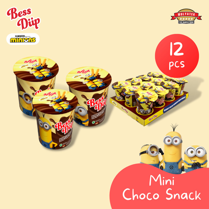 Bess Diip Minions Chocolate Snack Mini Coklat Biskuit Biscuit Minion - 12 pcs