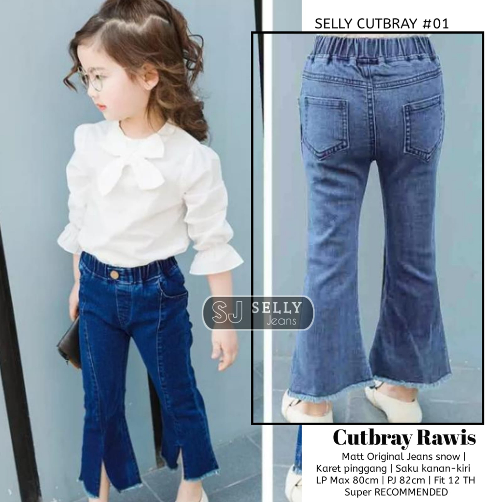 CUTBRAY JEANS ANAK PEREMPUAN USIA 5-15 TAHUN JEANS SNOW RAWIS TEBAL - CELANA JEANS ANAK-ANAK  MODEL 