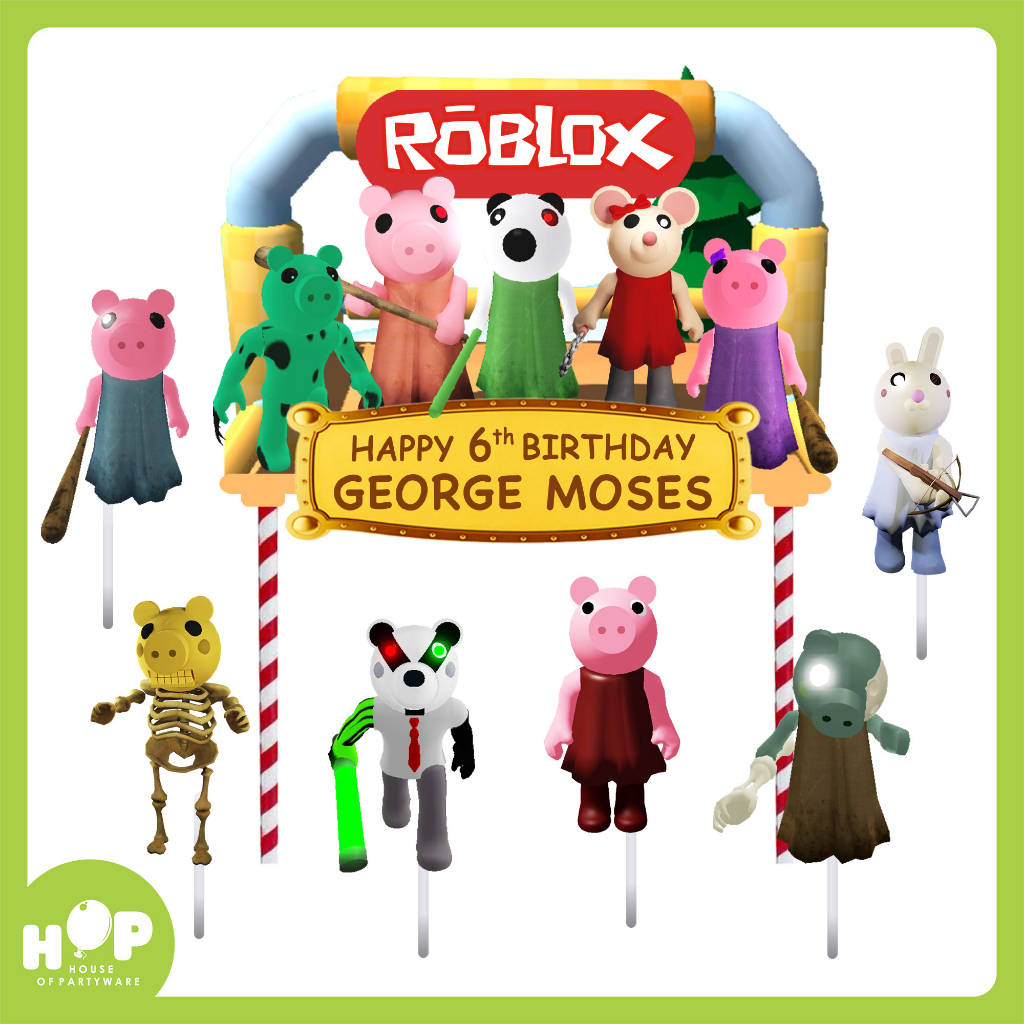 Topper Cake PIGGY ROBLOX + Custom Nama / Hiasan Kue Ulang Tahun