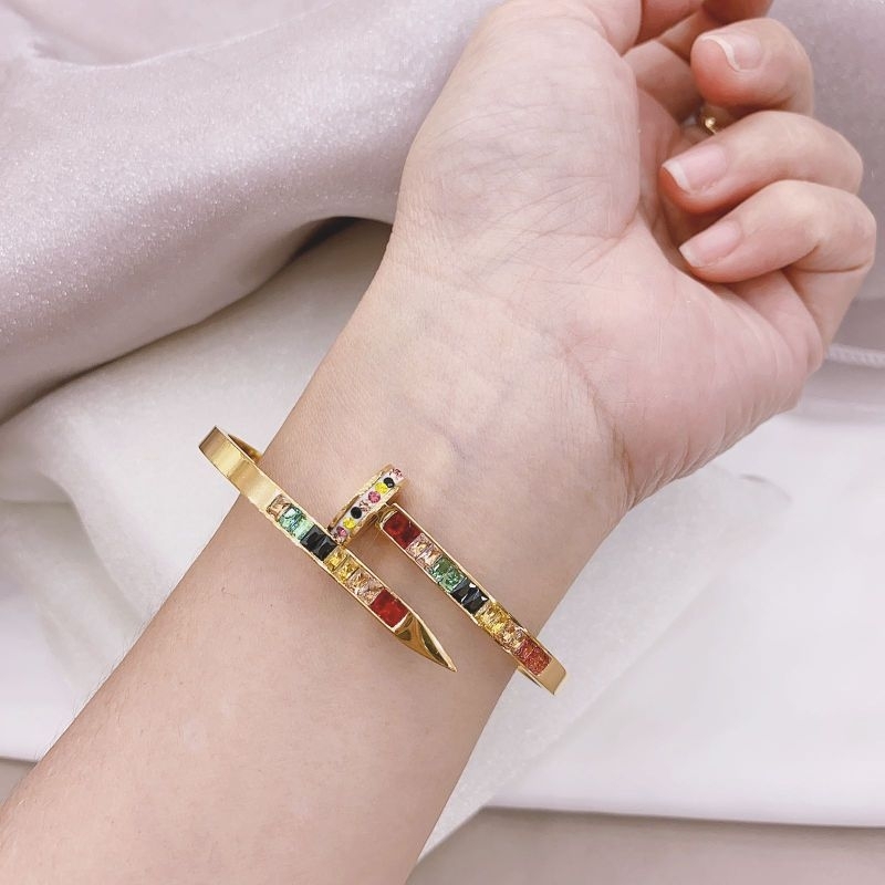 Gelang  Titanium asli mata kilau CART13R Rainbow Stainless Steel branded band 087