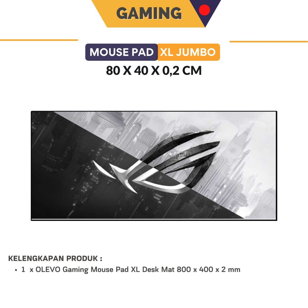 Mouse Pad Gaming XL Desk Mat 800 x 400 x 2 mm Motif ROG Desain Eksklusif untuk Gamer Sejati