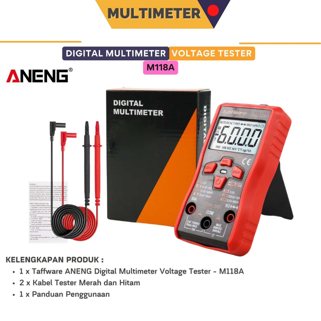 Taffware ANENG M118A Multimeter Digital Profesional untuk Pengukuran Tegangan