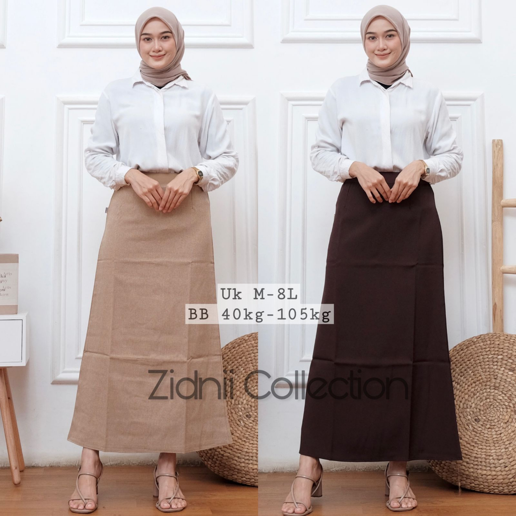 Rok Span Panjang Wanita Pinggang Karet Rok Kerja Wanita Formal