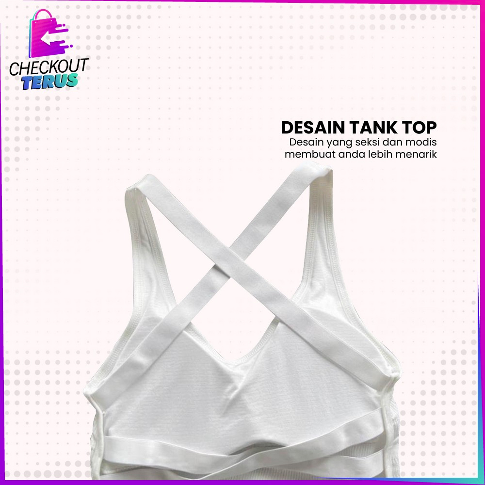 CT P308 Tank Top Bra Wanita Olahraga Tanpa Kawat Korean Style Tengtop Sport Bra dengan Busa Crop Top Fashion Street