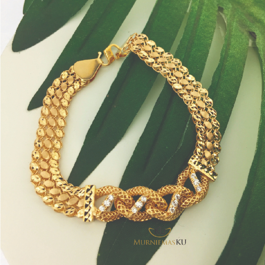 Gelang Emas Model Kepang - Gold 70% - Mmk Emas