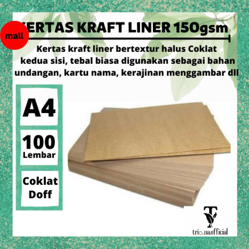 

100 lembar kertas liner coklat a4 (150gsm)