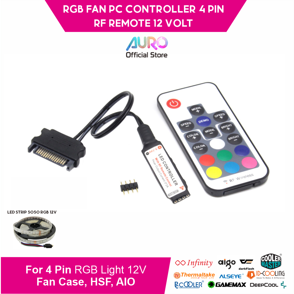 Controller LED Fan RGB PC Wireless For 4 Pin 12V Fan Remote RF Molex SATA Kontroler Modul
