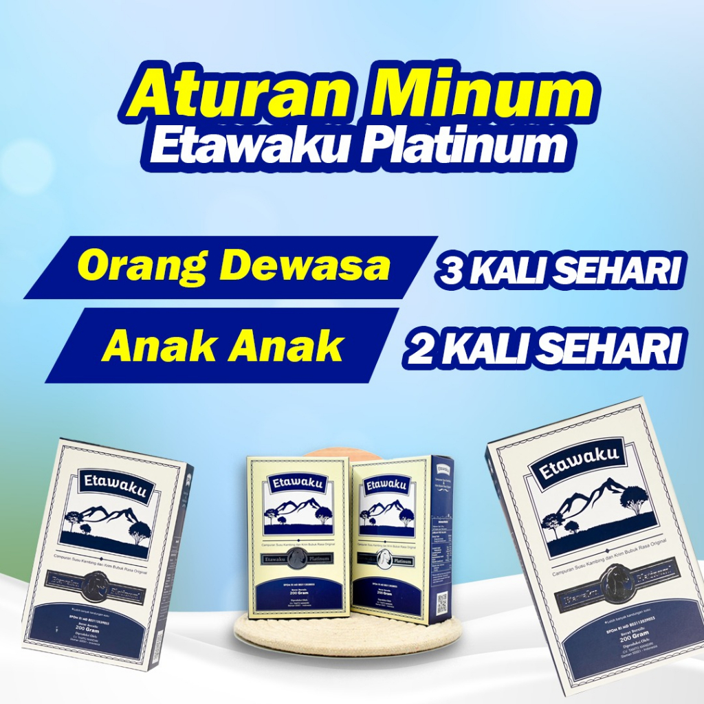 ETAWAKU PLATINUM  3 BOX- Susu Kambing Etawa Bubuk Mengatasi Masalah Pernafasan /  Menjaga Kesehatan Kepadatan Tulang / Susu Formula Krimer Super/ Produksi &amp; Kualitas ASI / Membantu atasi Flek  Paru Asma