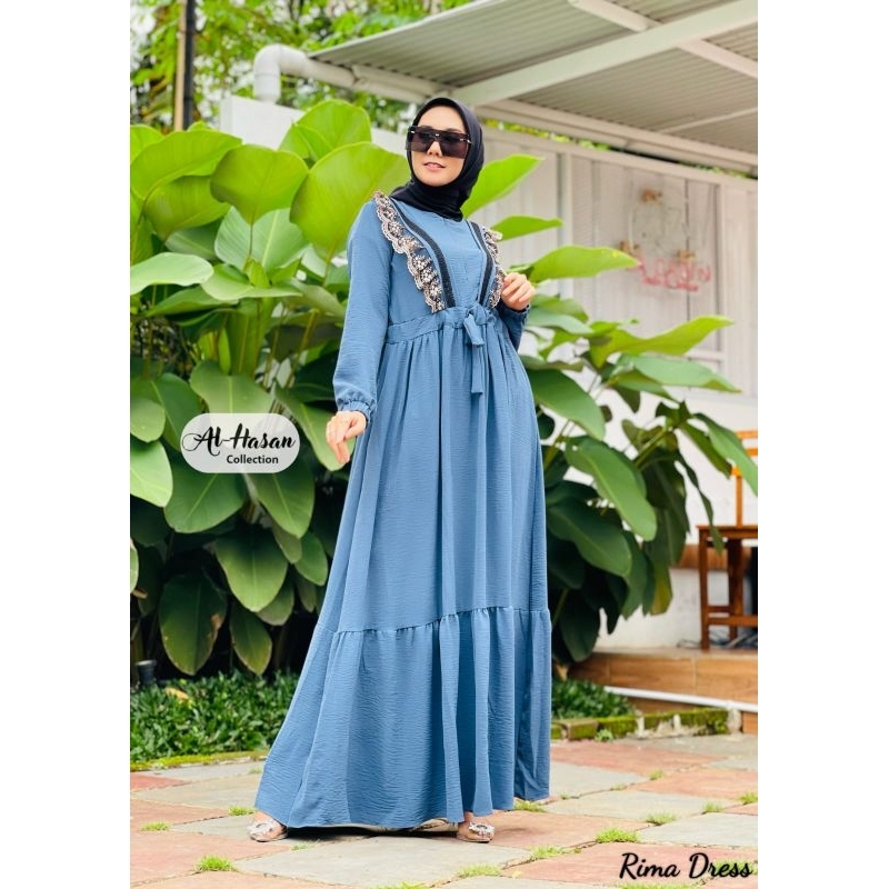 RIMA DRESS AL-HASAN ORI // RIMA Gamis Crinkle Muslimah // Dress Overall Crinkle Al Hasan