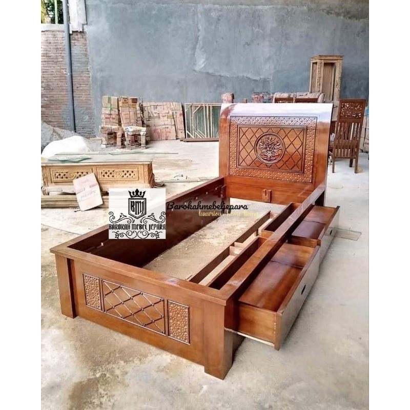 Dipan tempat tidur laci single no 3 120 x 200 / dipan laci anak-anak / dipan no 3 laci