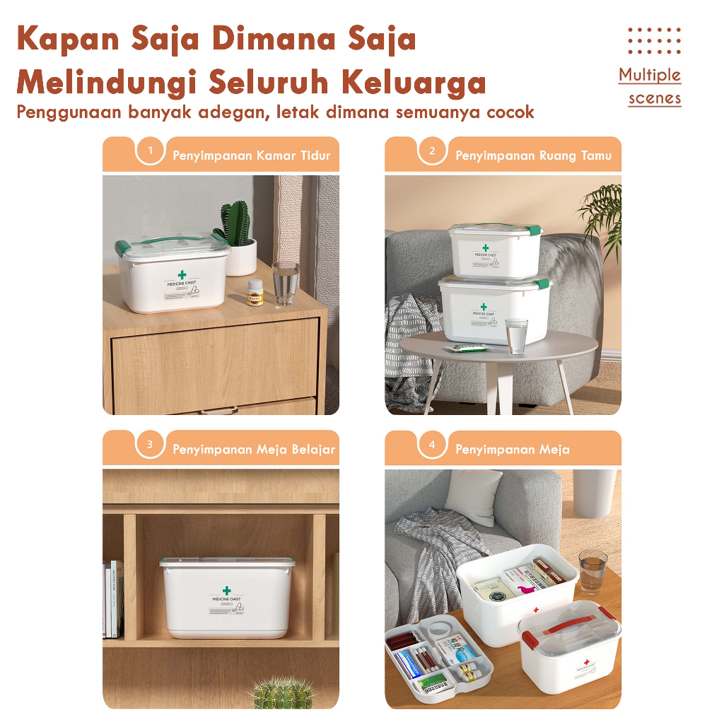 Medicine Box Organizer White First Aid Box / Kotak Obat P3K Putih Perlengkapan H220 dua tingkat