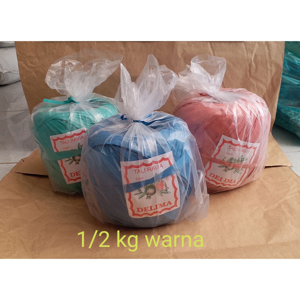 

Tali rafia plastik warna DELIMA ( 1/2 kilogram )