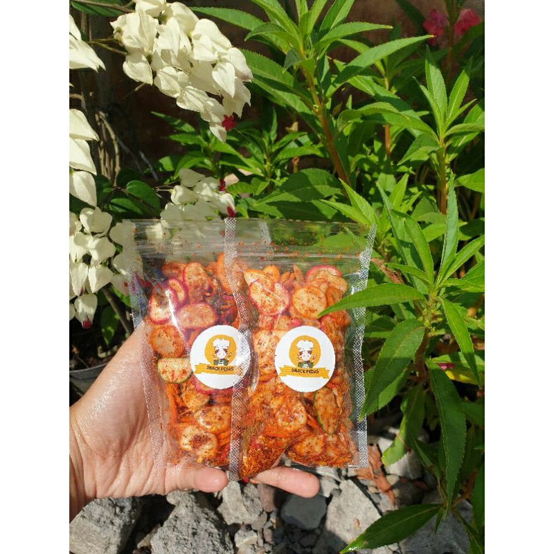 

Seblak kering kemplang seblak kering Extra pedas Daun jeruk