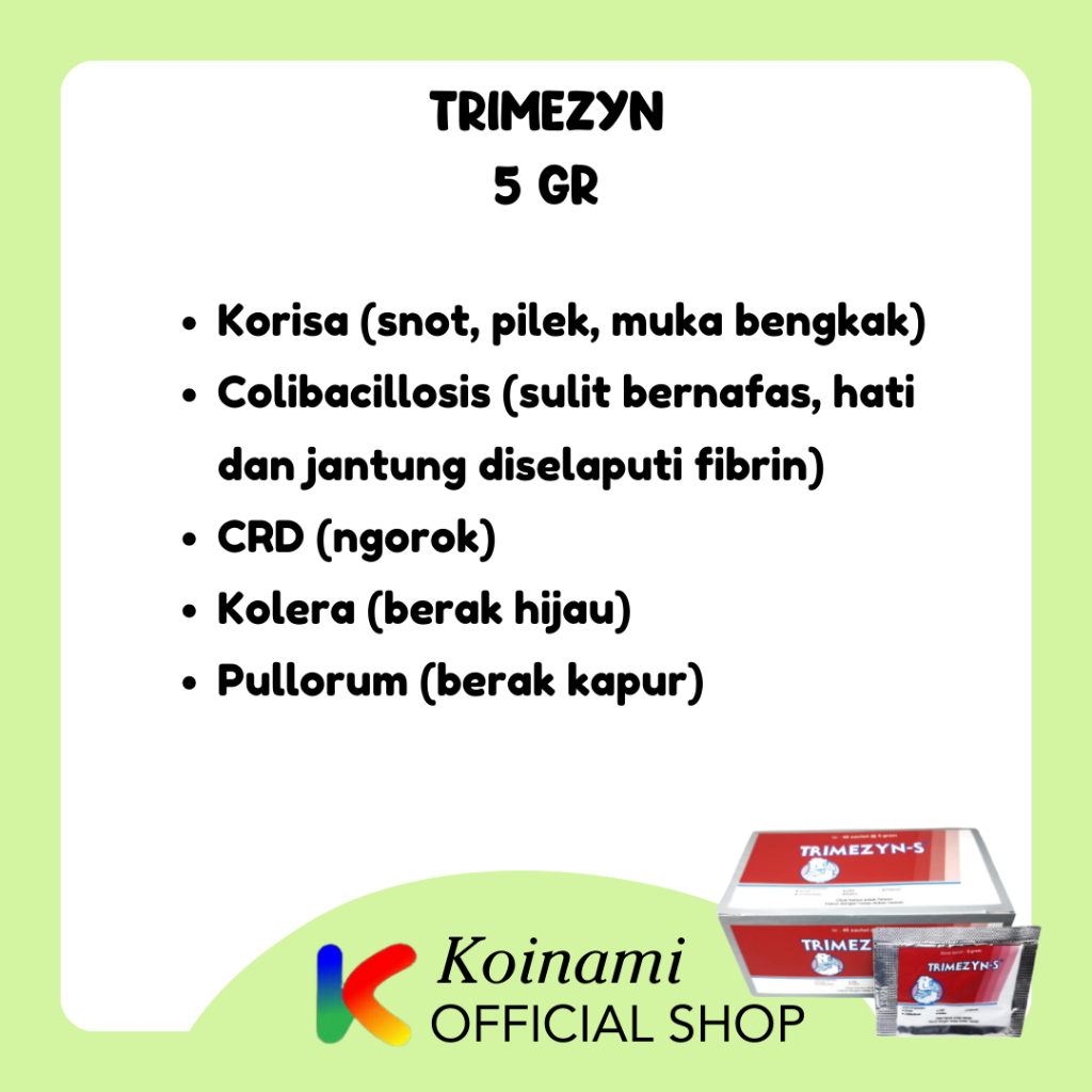 TRIMEZYN S 5 gram / SERBUK AYAM SNOT BERAK KAPUR NGOROK / MEDION