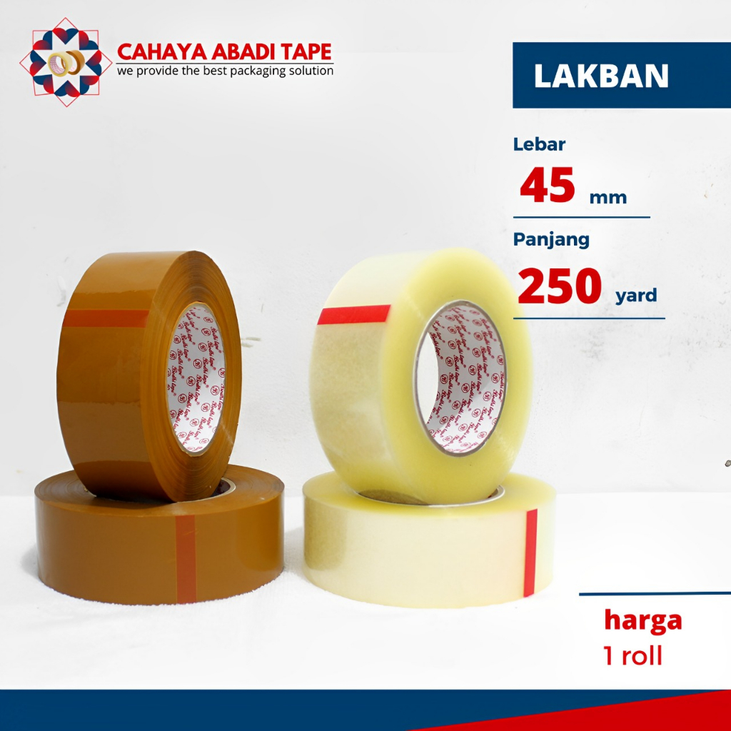 

LAKBAN BENING COKLAT JUMBO BODHI 45MM X 250YARD REKAT KUAT TERMURAH PER ROLL/PCS