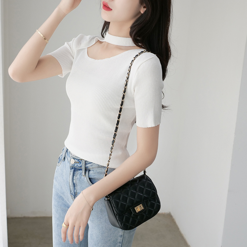 【Premium】Korean Casual Tshirt Halter Neck 2120