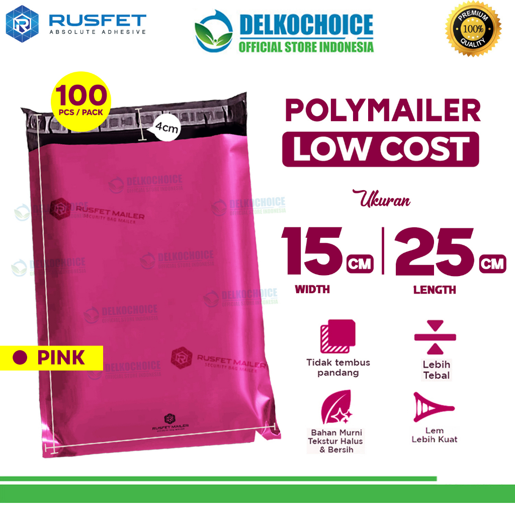 

Plastik Polymailer Pack LOW COST Amplop Polimailer PINK Rusfet 15x25cm