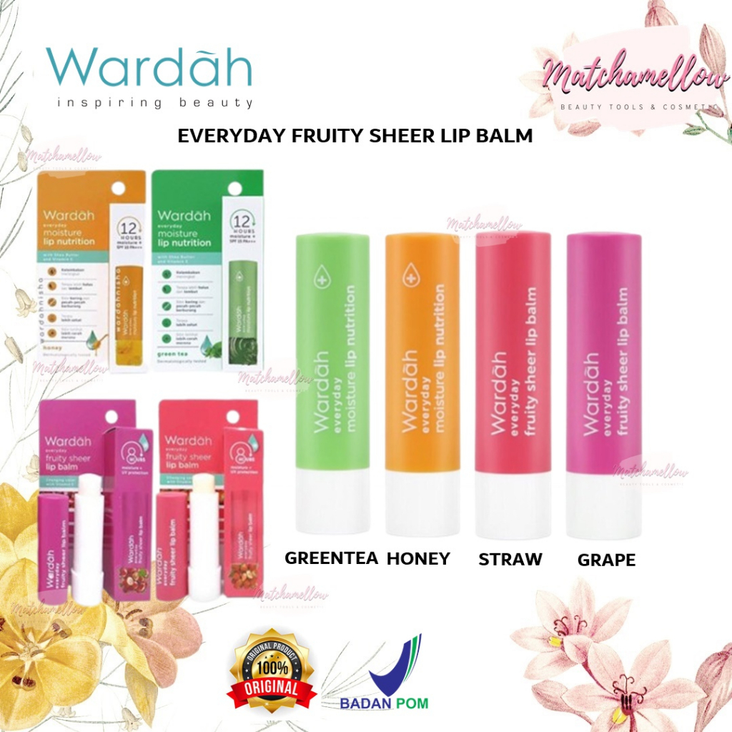 ❄️MATCHA❄️ WARDAH EVERYDAY FRUITY SHEER LIP BALM - MOISTURE UV PROTECTION BALM