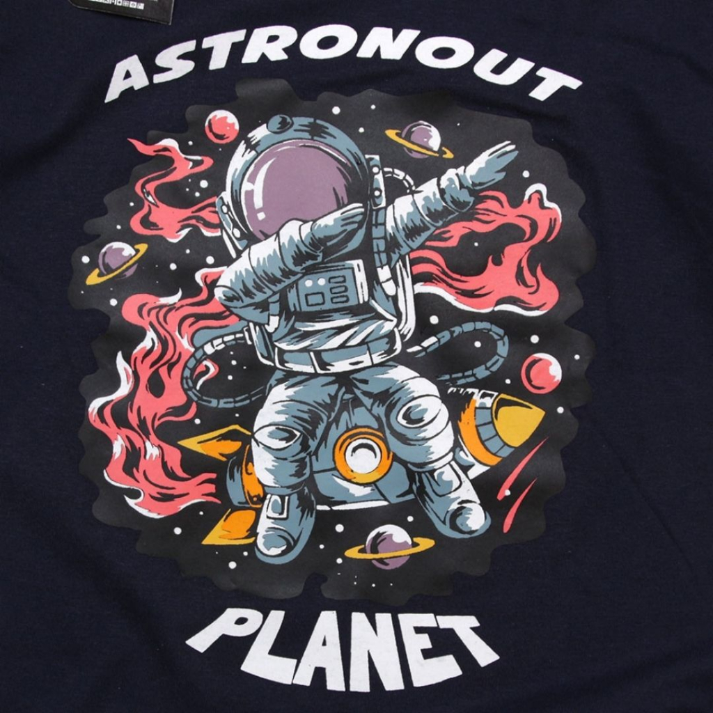 RGKIDS Kaos Distro Anak Laki-laki Pesawat Luar Angkasa Baju Lengan Pendek Cowok ASTRONOUT NAVY threepoint goverti