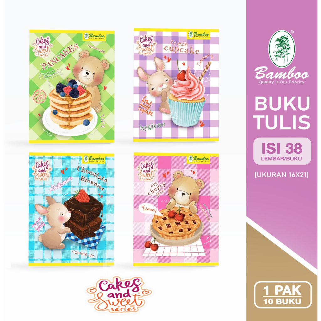 

Bamboo Buku Tulis Kwarto 38 Cakes Series [ 1 pak/ 10 buku ]