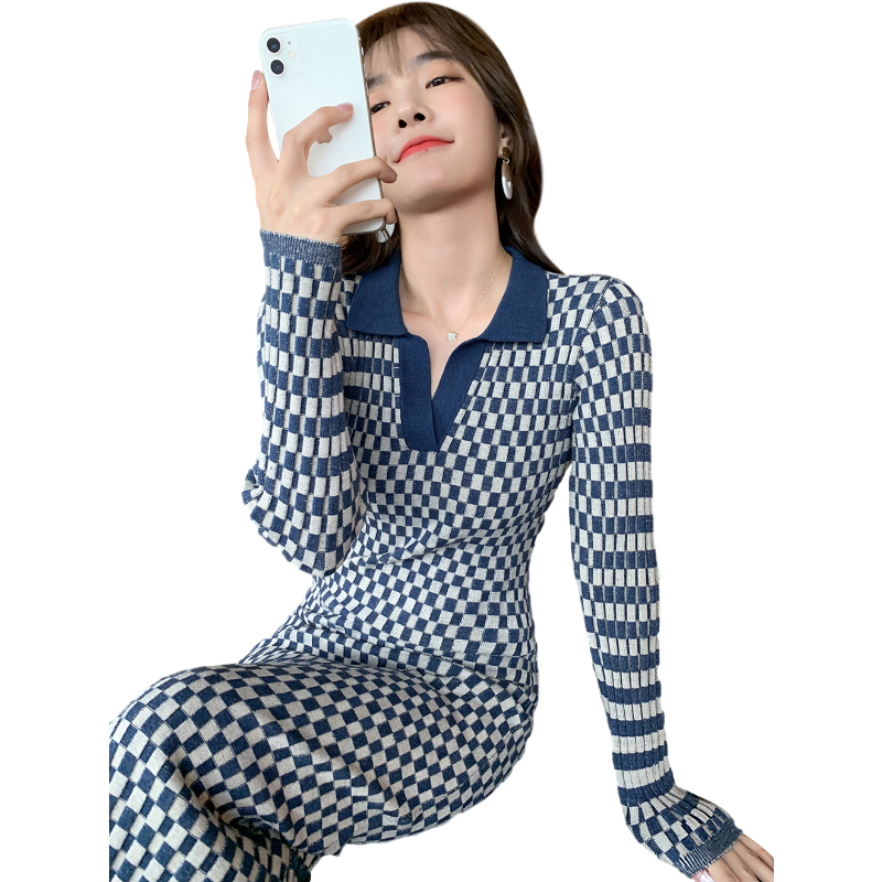 【Premium】Korean Midi Dress Monochrome Long SLeeves 2148