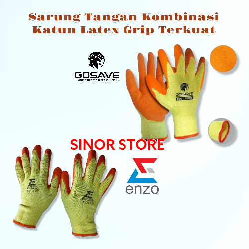 Sarung Tangan Kombinasi Katun Karet Latex Sarung Tangan Safety Heavy Duty Grip Anti Slip