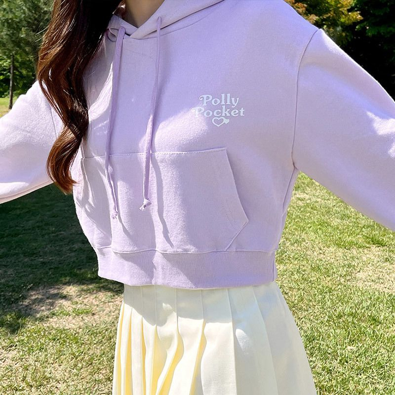 [COD] Sweater Wanita Polly Pocket Crop Hoodie [ Last Stock ]