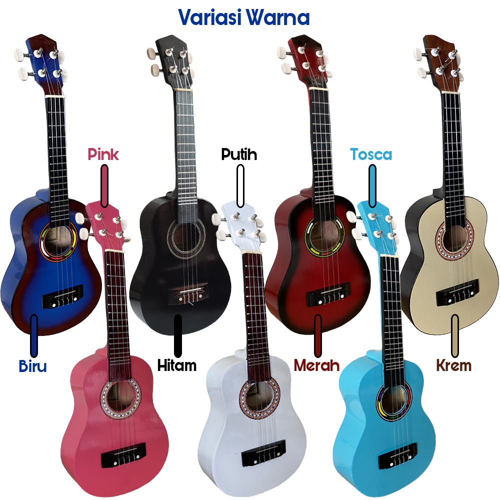 Ukulele Custom Warna Lengkap Paket Hemat