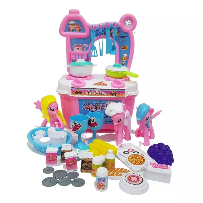 HK  Mainan KItchen Set Kuda Pony / Mainan Masak Masakan Ice Creamm Kuda Pony Kantong FK 104