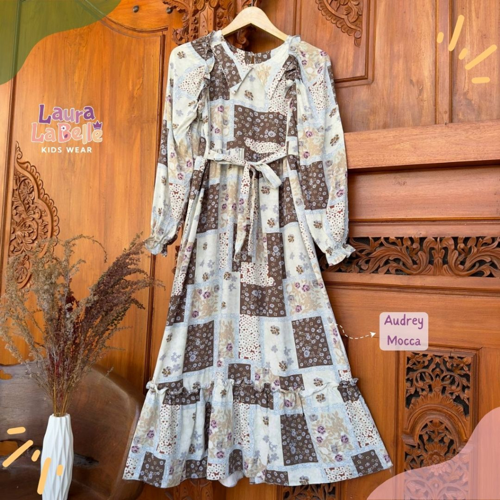 Laurakidshop Gamis Audrey Rayon Twill Motif 7 tahun - Remaja