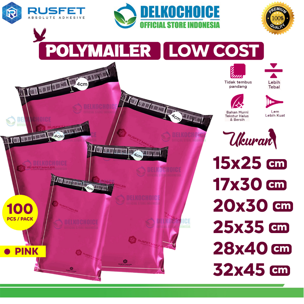 

Plastik Polymailer PINK Pack LOW COST Rusfet Amplop Packing Polimailer