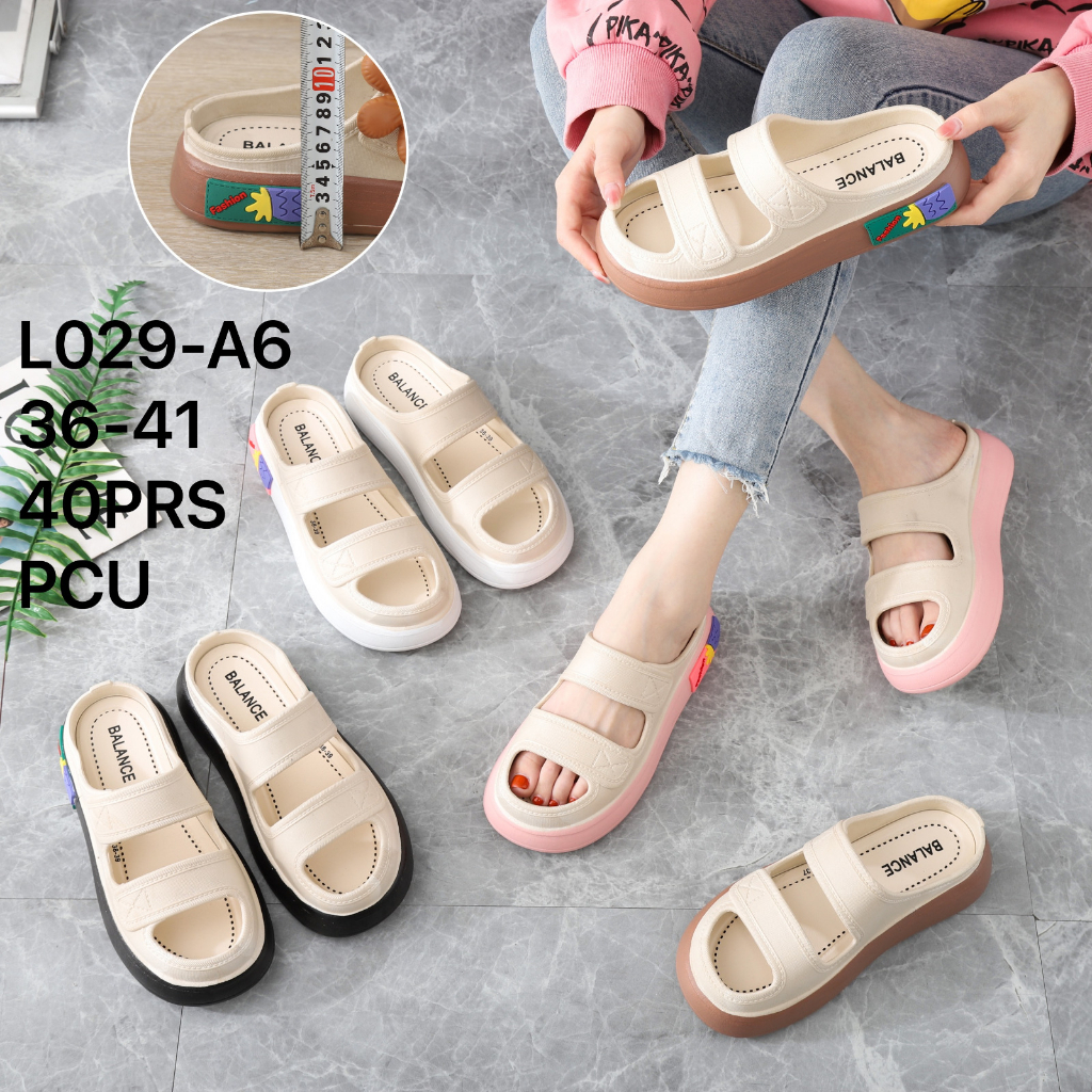 Sandal Wanita Viral Selop Balance 029 Polos Perempuan Import New Sandal Cewek Ban dua Motif Kekinian Nyaman