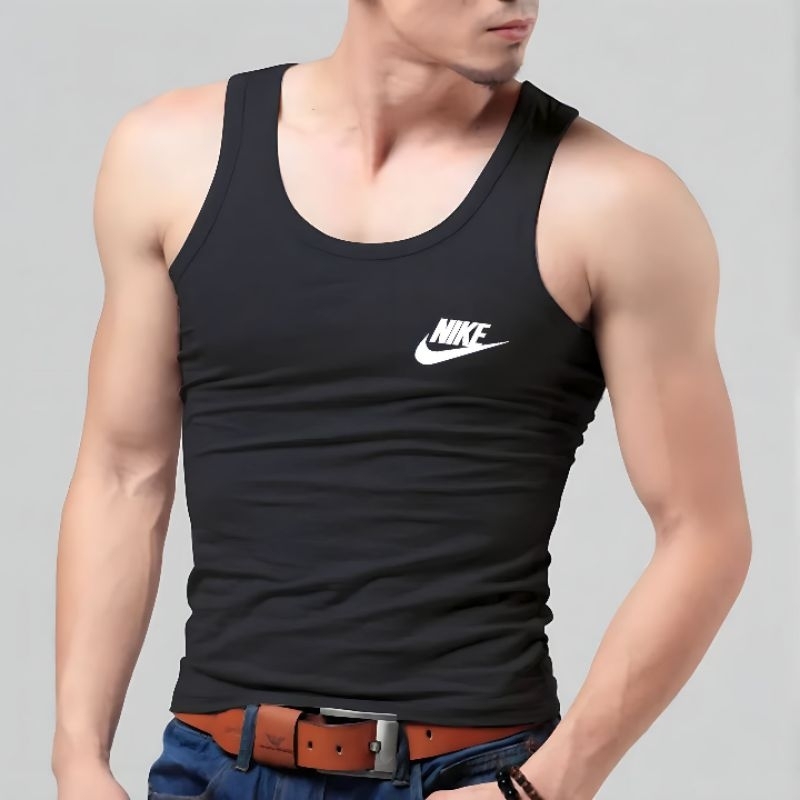 Singlet Pria NK Baju Tanpa Lengan Atasan Pria Singlet Logo Kaos Gym Pria Kos Singlet COD