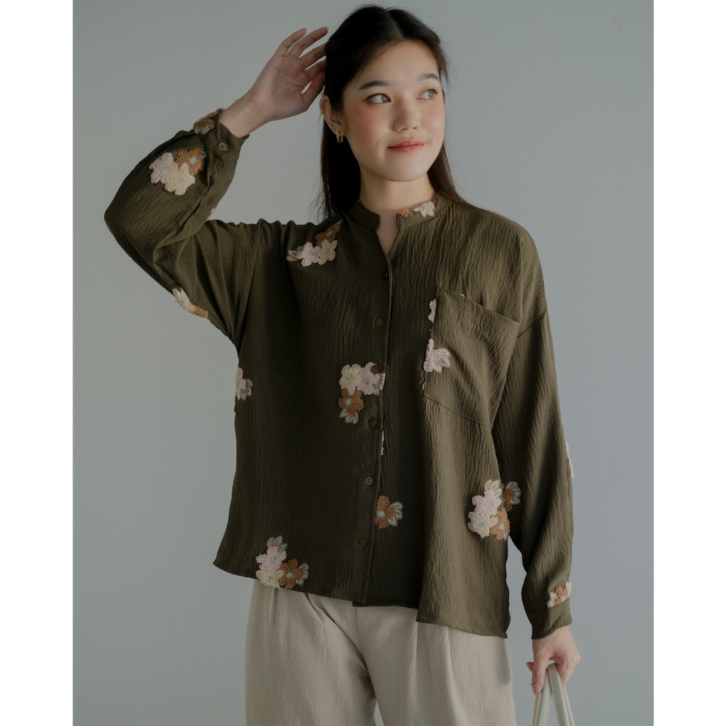 Myrubylicious QUANZA SHIRT KODE CD 2502 | SHIRT | KEMEJA WANITA | KEMEJA LENGAN PANJANG | KEMEJA MOTIF BUNGA