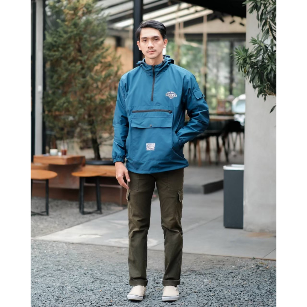 The Bojiel Biru Petro Jaket Cougle Simple Jaket Parasut Jaket Outdoor Jaket Cagoule JNK