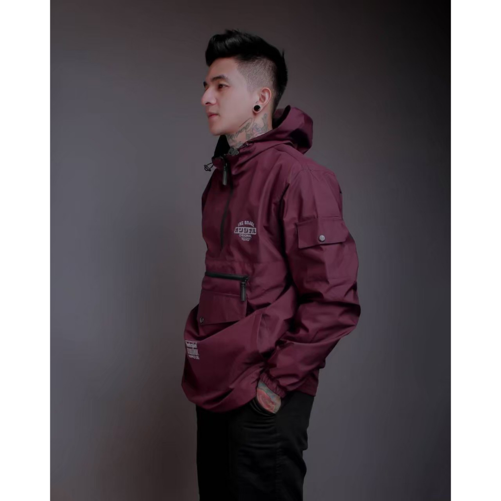 The Bojiel Maroon Jaket Cougle Simple Jaket Parasut Jaket Outdoor Jaket Cagoule JNK