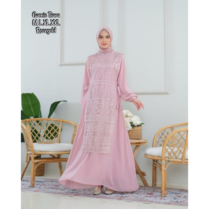 Permata Olshop / Gamis Kebaya Tiara / Gamis Modern / Gamis Pesta Mewah / Gamis Rompi Outer