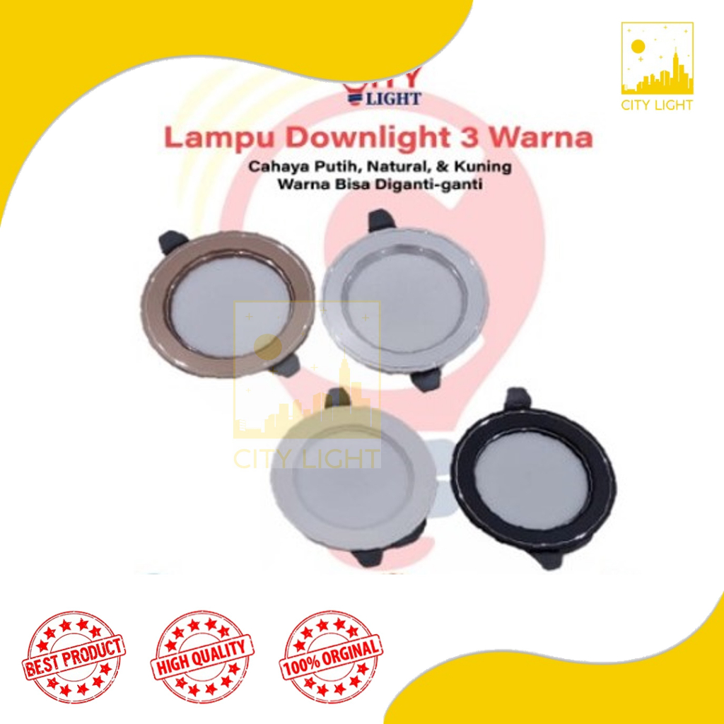 Lampu Downlight 3 Warna Putih Natural Warmwhite