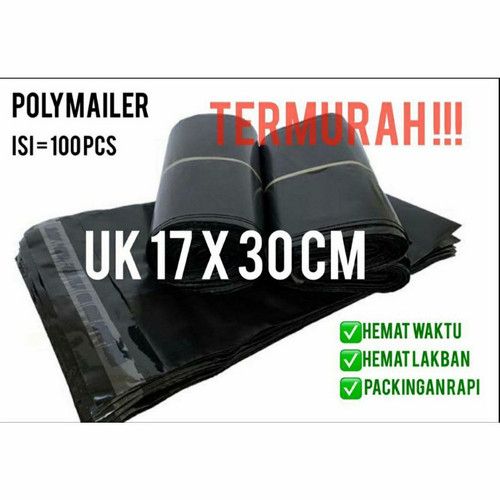 

(AGA) Polymailer Hitam HD Ekonomis [17x30] isi 100 pcs - Polymailer Lem