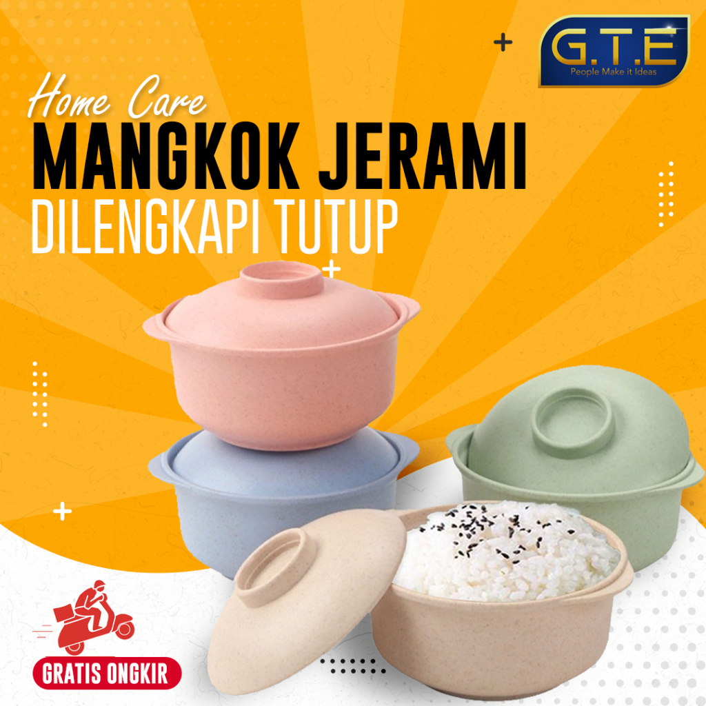 MANGKOK JERAMI TUTUP 2-IN-1 (MANGKOK + TUTUP) | WHITE GRASS BOWL | MANGKUK JERAMI | MANGKOK WHEAT STRAW WARNA-WARNI